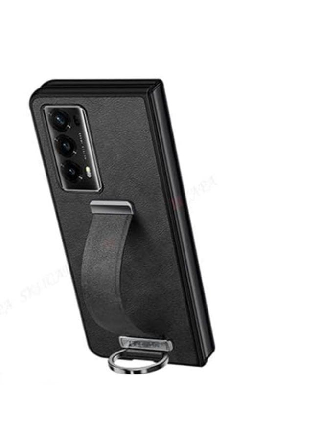 general Luxury Leather Soft Phone Case Compatible with Honor Magic V2 Wriststrap Metal Ring Holder Stand Back Cover For Honor Magic V2 - Image 2