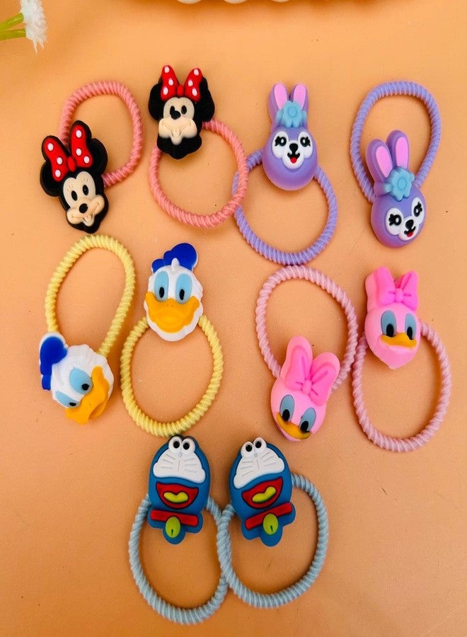 Radhya Accessories 5 Pairs Cute Cartoon Hairties for Girls Kids Elastic Hairbands for Babies Rubberbands Hair Accessories for Girls Kids (10 Bands) (Design 5) - Image 3