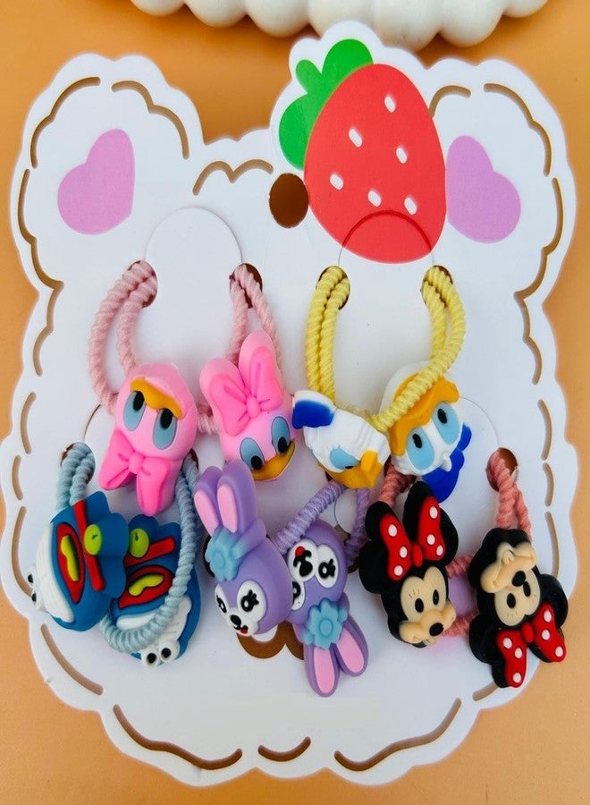 Radhya Accessories 5 Pairs Cute Cartoon Hairties for Girls Kids Elastic Hairbands for Babies Rubberbands Hair Accessories for Girls Kids (10 Bands) (Design 5) - Image 1