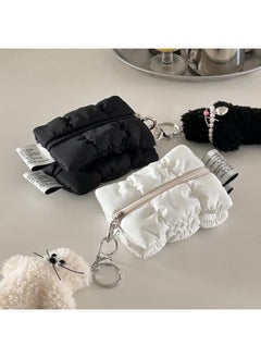 Ins Style Simple Design Change Storage Bag Small Size Cute Hand Bag Makeup Change Bag Portable Sanitary Bag For Wen-Color:White Clouds