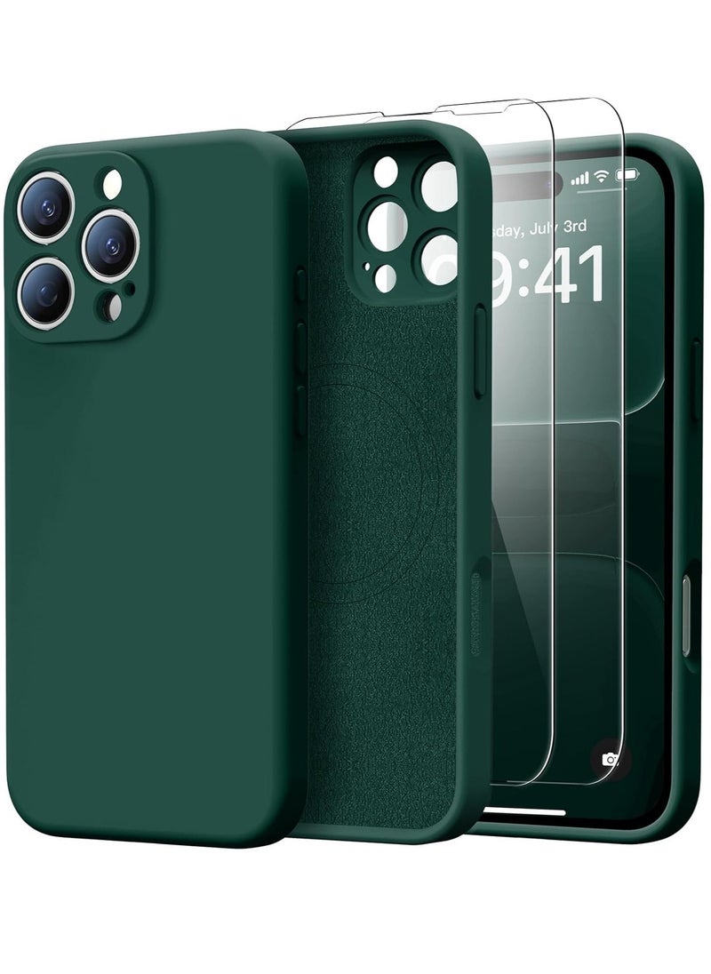 Raxoom iPhone 16 Pro Max Case with 2 Screen Protectors â€“ Liquid Silicone Protective Phone Case (6.9") â€“ Compatible with MagSafe â€“ Upgraded Camera Protection â€“ Forest Green - Image 1