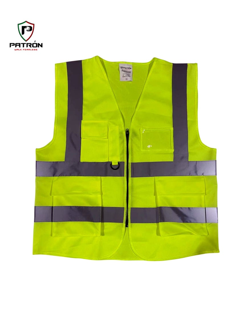 Patron Reflective Safety Vest For Men Women High Visibility Safety Jacket With Pockets And Zip For Easy To Wear 