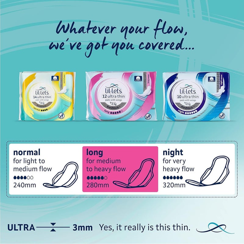 Lil-Lets Freshlock Ultra Long Thin Pads with Wings - 12 Count - Super Soft Cotton Feel and Leak Proof Protection - Image 4