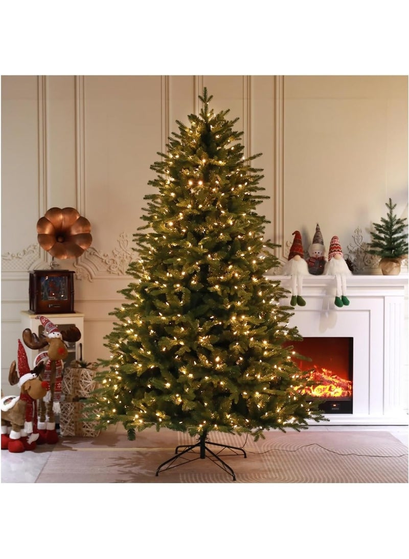 جورونب شجرة عيد الميلاد الاصطناعية 1.2 متر/1.5 متر/1.8 متر/2.1 متر/2.4 متر/3 متر مع أطراف الفروع، شجرة عيد الميلاد مع 3 أوضاع إضاءة مختلفة، سهلة التجميع مع حامل معدني وفروع مفصلية - Image 1