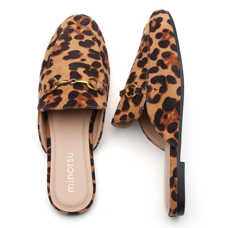 Minorsu Buckle Mules for Women Round Toe Backless Flat Mules Slides Mules Shoes Ladies Slip-on Loafers - Image 3