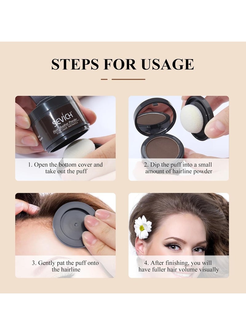 Sevich Instantly Hairline Shadow - Hairline Powder, Quick Grey Root Concealer for Thinning Hair, Eyebrows & Beard, Windproof & Sweatproof, Light Brown - Image 2