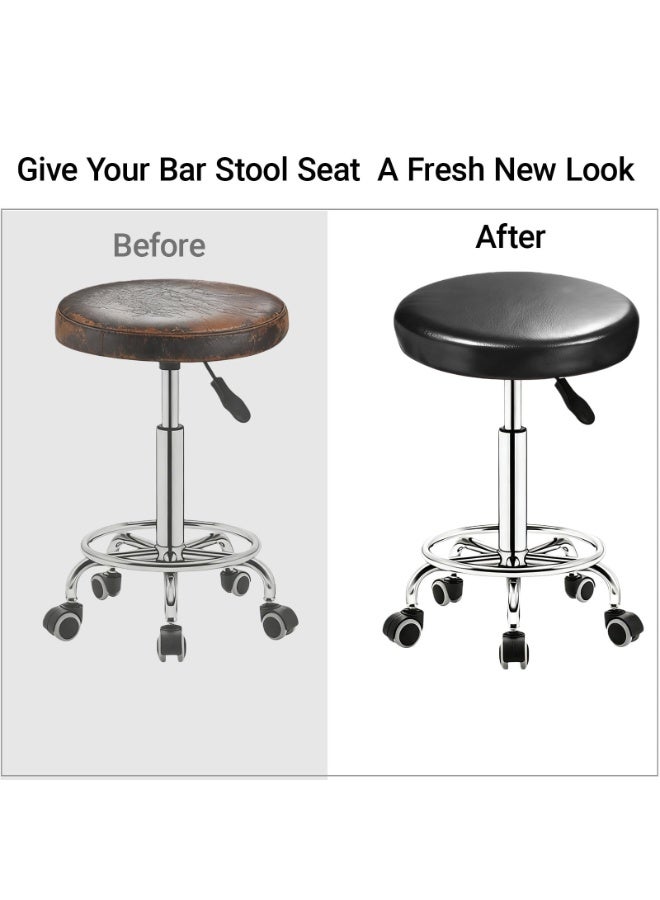 1pcs Round Bar Stool Seat Covers, Elastic Washable Universal Chair Cushion Cover, Black Fit 14-16 Inch Stools - Image 2