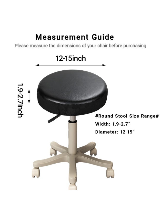 1pcs Round Bar Stool Seat Covers, Elastic Washable Universal Chair Cushion Cover, Black Fit 14-16 Inch Stools - Image 3