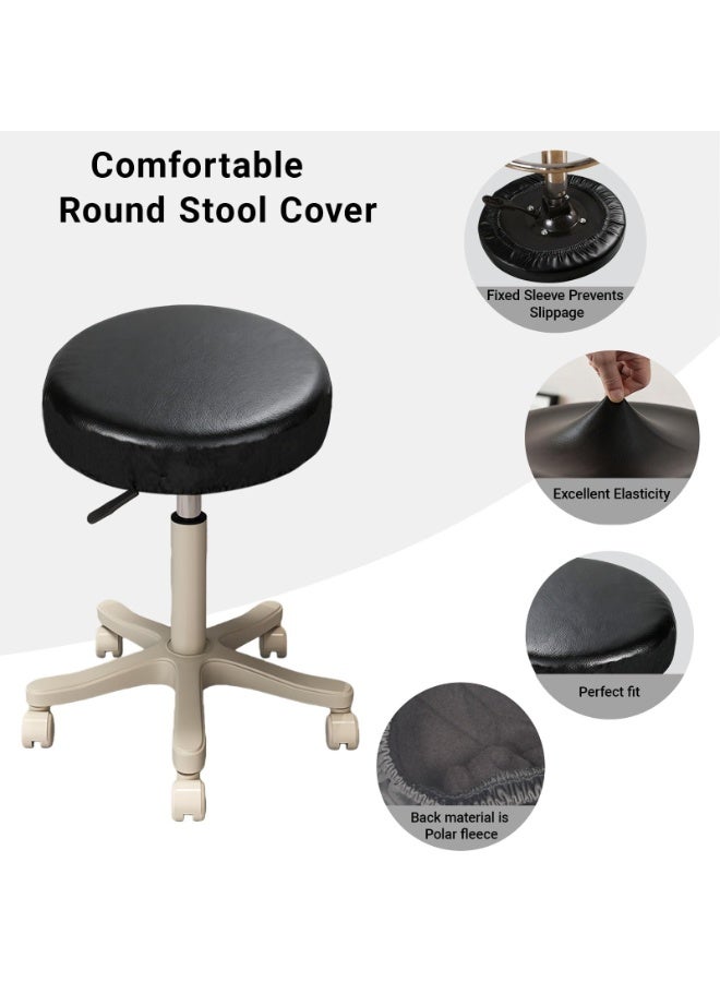 1pcs Round Bar Stool Seat Covers, Elastic Washable Universal Chair Cushion Cover, Black Fit 14-16 Inch Stools - Image 4