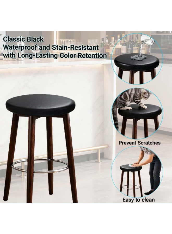 1pcs Round Bar Stool Seat Covers, Elastic Washable Universal Chair Cushion Cover, Black Fit 14-16 Inch Stools - Image 5