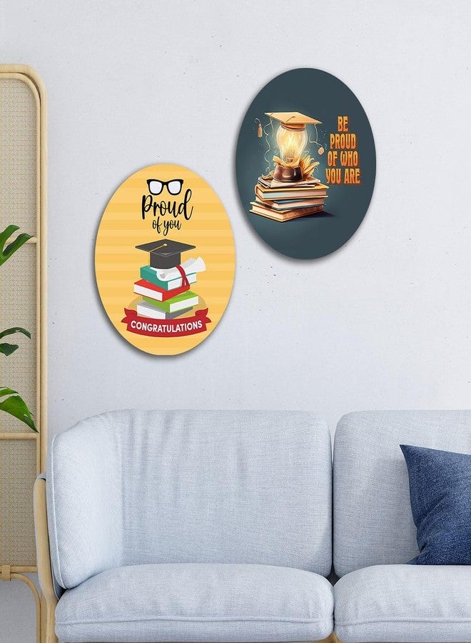 CVANU Set of 2 Be Proud of Who You Are Positive Circle Shaped MDF Self-Adhesive Wall Hanging for Wall Decor (8inchX8inch)_C329 - Image 1