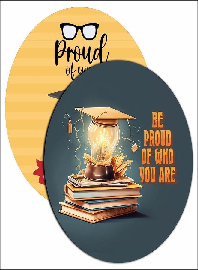 CVANU Set of 2 Be Proud of Who You Are Positive Circle Shaped MDF Self-Adhesive Wall Hanging for Wall Decor (8inchX8inch)_C329 - Image 2