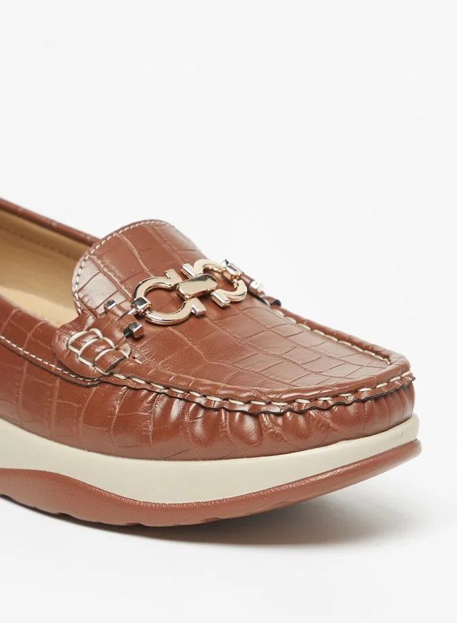 Le Confort Women Textured Slip-On Loafers With Metal Accent Detail