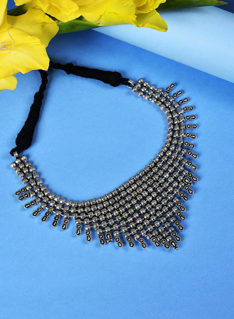 SOHI Brass Oxidised Artificial Necklace Jewellery