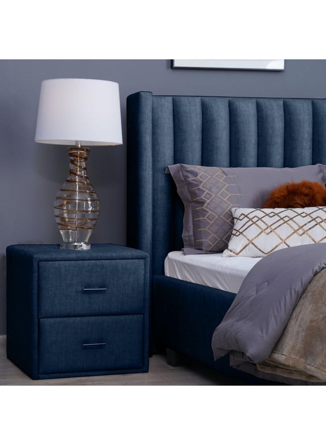 Pan Home Emirates Double Drawer Night Stand-Chanel~Navy Blue  - Image 1