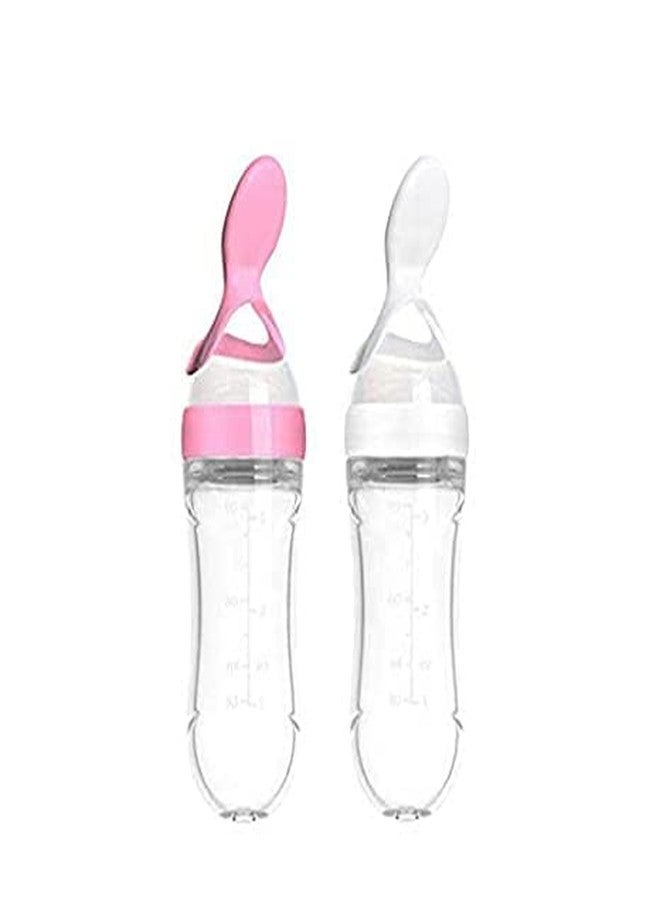 POPREX Silicone Baby Bottle with Spoon Food Supplement Rice Cereal Bottles Squeeze Spoon Milk Feeding Bottle Cup - Pack of 1 - Image 1