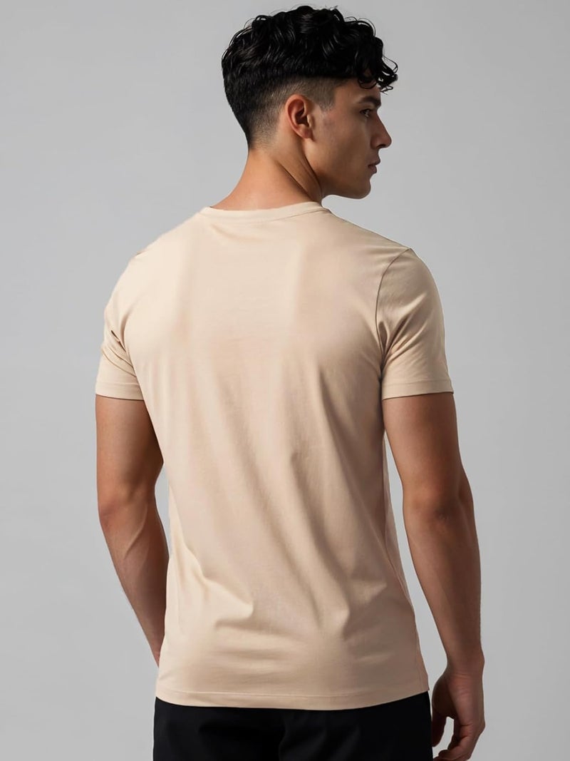 ADRO Men's Regular Fit T-Shirt - Bold Block Vision BLVCK Design in Beige - Image 4