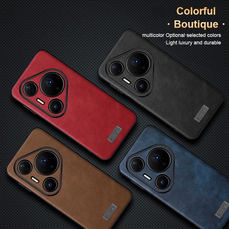 SULADA For Huawei Pura 80 Pro / Pura 80 Pro+ 5G Shockproof Tpu Hybrid Handmade Leather Precise Hole Phone Case(Black) - Image 4