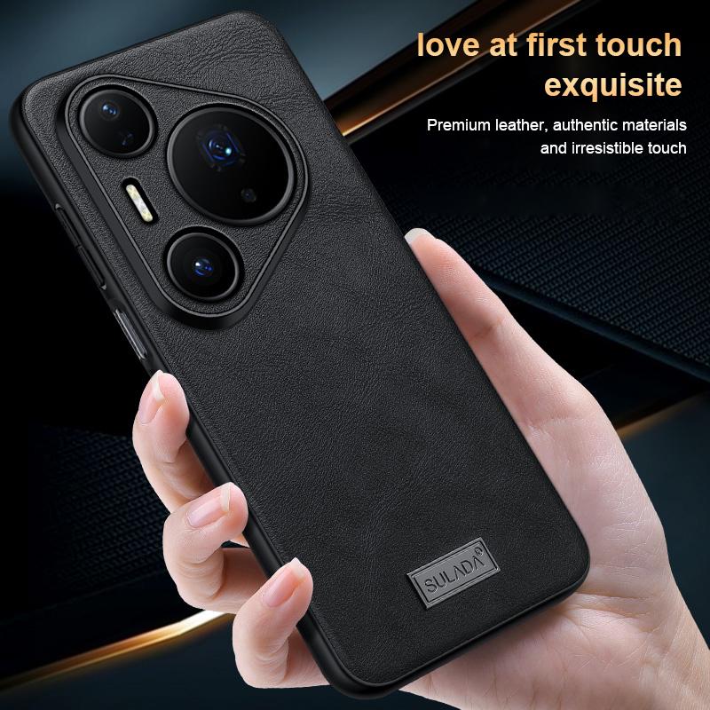 SULADA For Huawei Pura 80 Pro / Pura 80 Pro+ 5G Shockproof Tpu Hybrid Handmade Leather Precise Hole Phone Case(Black) - Image 3