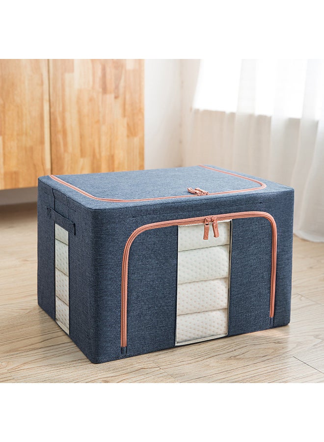 Cotton And Linen Storage Box Thick Steel Frame Clothing Storage Box Storage Box Large Foldable Fabric Wardrobe Storage Box - Image 1