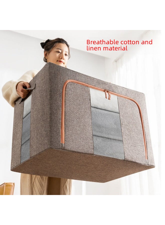 Cotton And Linen Storage Box Thick Steel Frame Clothing Storage Box Storage Box Large Foldable Fabric Wardrobe Storage Box - Image 4