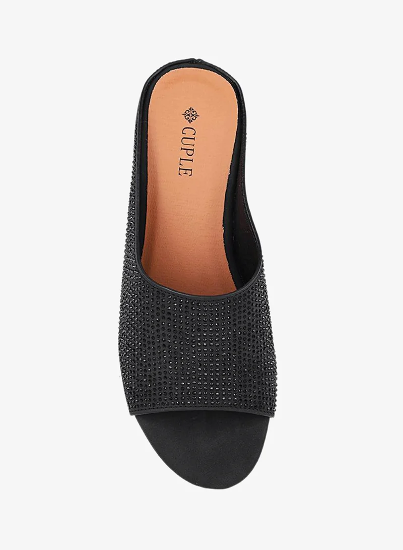 Cuple Black Women Perforated Mule Flats for Women | Best Price UAE