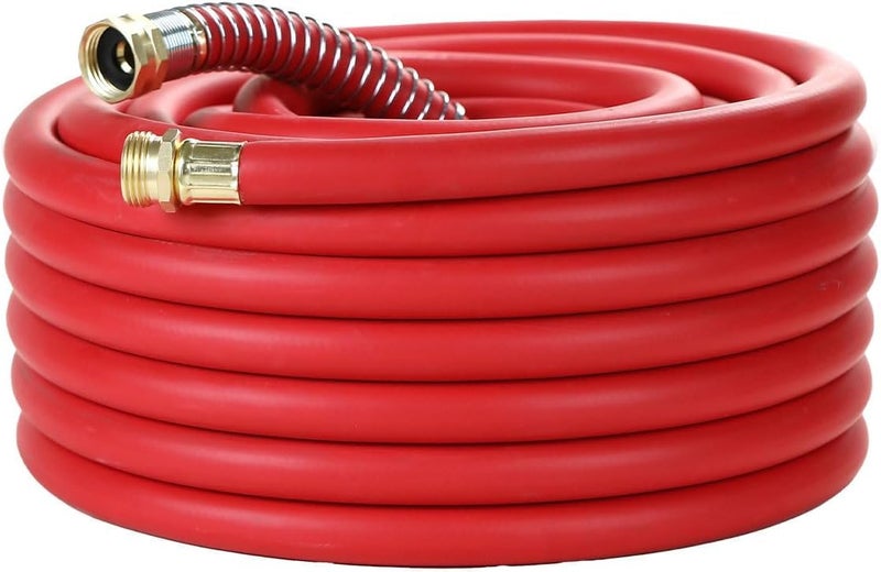 Guitrees Garden Hose 50FT x 58 Heavy Duty Rubber Hose Water Hose with FiveLayered Braiding HotCold Water 1000PSI Burst 200PSI Working Red - Image 2