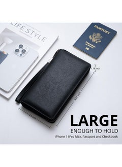 Bveyzi Women Rfid Blocking Wallet Leather Zip Around Phone Clutch Large Capacity Ladies Travel Purse Wristlet (Black)  - Image 3