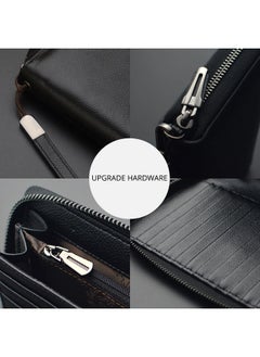 Bveyzi Women Rfid Blocking Wallet Leather Zip Around Phone Clutch Large Capacity Ladies Travel Purse Wristlet (Black)  - Image 5