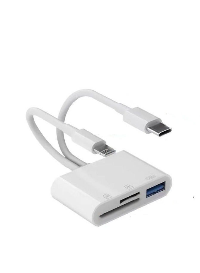 قارئ بطاقات SD USB C 3 في 1، محول بطاقة SD لأجهزة iPhone، قارئ بطاقات الكاميرا Lightning، محول بطاقة ذاكرة SD/TF، التوصيل والتشغيل، قارئ بطاقات SD لأجهزة iPhone، أجهزة الكمبيوتر المحمولة، الأجهزة اللوحية، Huawei، Xiaomi - Image 1