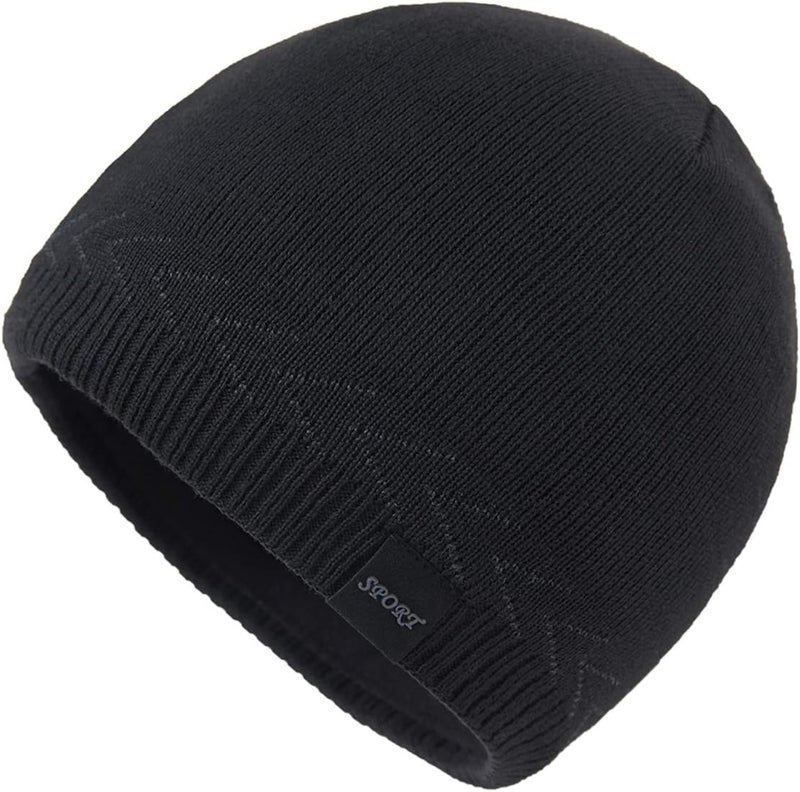 OMECHY Mens Winter Warm Knitting Hats Plain Skull Beanie Cuff Toboggan Knit Cap - Image 1