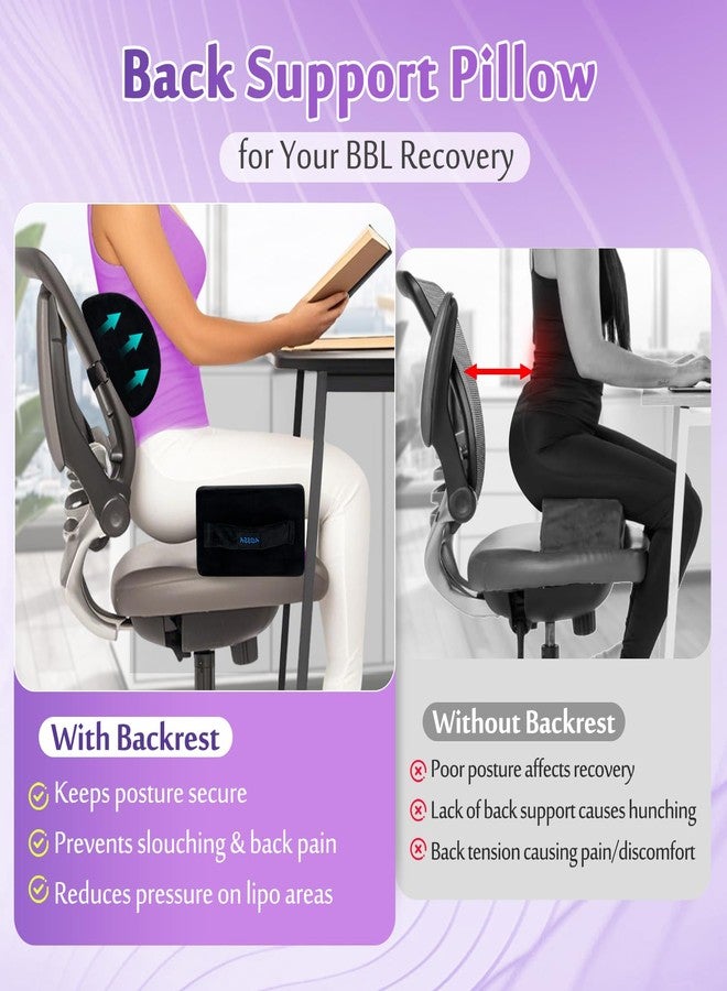 AOSSA BBL Pillow Back Support, Brazilian Butt Lift After Surgery, BBL Chair Lumbar Pillow for Sitting, Driving, Toilet Seat Cushion, BBL Essentials for Women Recovery (Back Support Only) Black - Image 3