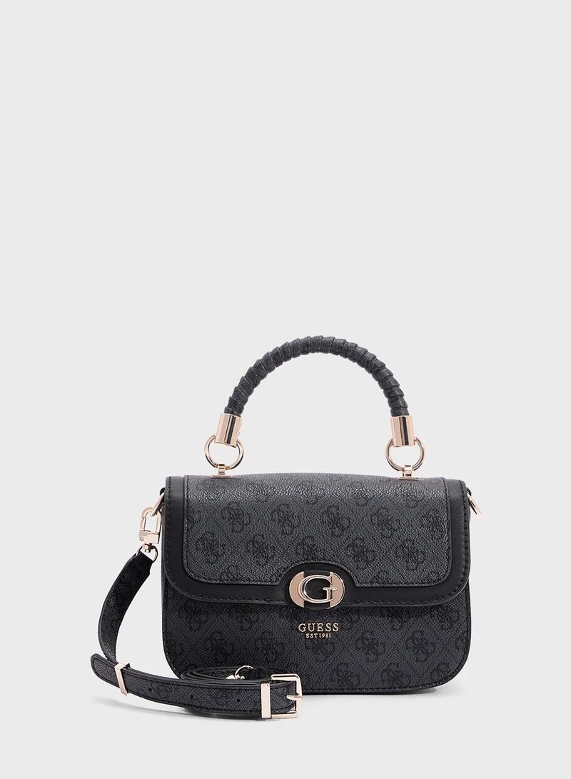 Guess Orlina Logo Top Handle Flap Bag HWBB9348055 BLACK ALXI LGO - Image 1