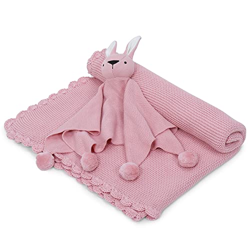 haus & kinder Knitted Baby Blanket with Cuddle Cloth, Breathable Baby Blankets Newborn, Baby Blanket for 0-2 Years, Cozy Blankets for Crib, Nursery & Stroller, New Born Baby Essentials | Musk Rose - Image 1