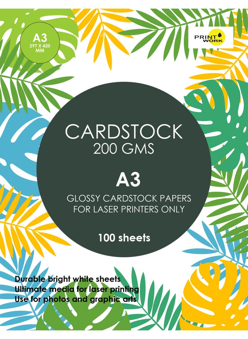 برنت ووركس ورق كوشيه  لامع من برينت وورك - 100 ورقة - 200 جرام - مقاس A3