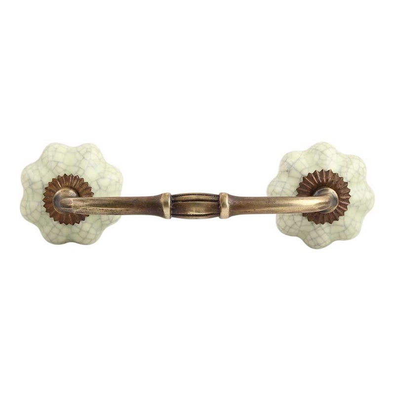 Indian-Shelf IndianShelf 1 Pack Ceramic Green Cabinet Pulls T Bar Vintage Kitchen Drawer Handles Door Dresser Handles Antique Hardware 4 Hole to Hole BH490CRACK52  - Image 1