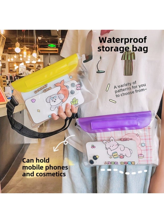 عام لطيف الكرتون الهاتف المحمول حقيبة مضادة للماء وسادة هوائية عائمة تعمل باللمس الغطاء الواقي التخييم السباحة حقيبة الهاتف المحمول بالجملة-اللون: وسادة هوائية حقيبة مضادة للماء-أخضر وأبيض شبكة الأفوكاد - Image 2