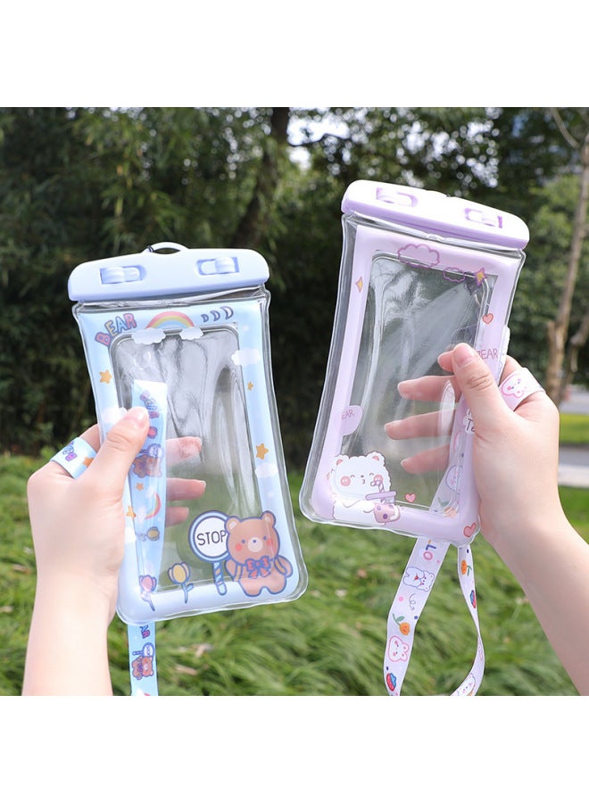 عام لطيف الكرتون الهاتف المحمول حقيبة مضادة للماء وسادة هوائية عائمة تعمل باللمس الغطاء الواقي التخييم السباحة حقيبة الهاتف المحمول بالجملة-اللون: وسادة هوائية حقيبة مضادة للماء-أخضر وأبيض شبكة الأفوكاد - Image 5