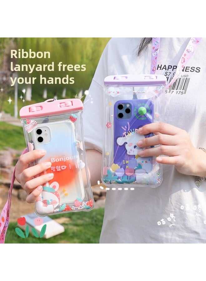 عام لطيف الكرتون الهاتف المحمول حقيبة مضادة للماء وسادة هوائية عائمة تعمل باللمس الغطاء الواقي التخييم السباحة حقيبة الهاتف المحمول بالجملة-اللون: وسادة هوائية حقيبة مضادة للماء-أخضر وأبيض شبكة الأفوكاد - Image 4