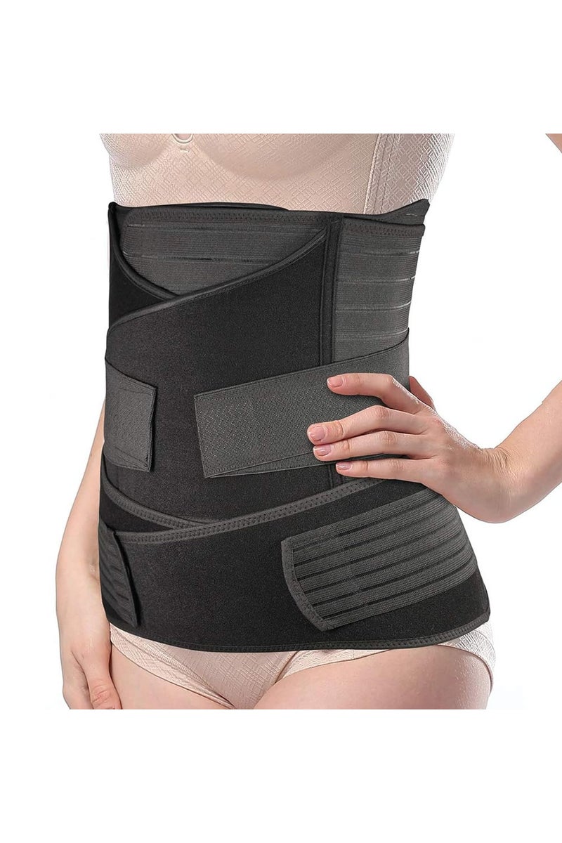 Kimaya 3 in 1 Postpartum Belly Support Recovery Wrap - Belly Band For Postnatal, Pregnancy, Maternity - Girdles For Women Body Shaper - Tummy Bandit Waist Shapewear Belt, Black (Medium)  - Image 1