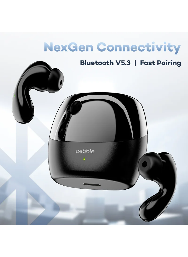 Pebble Wave Buds High Bass Clear Sound Quality, Passive Noise Cancellation, 10mm Dynamic Drivers, Premium Design, Up to 20Hrs Play time, IPX4, Fast Charging Smart watch