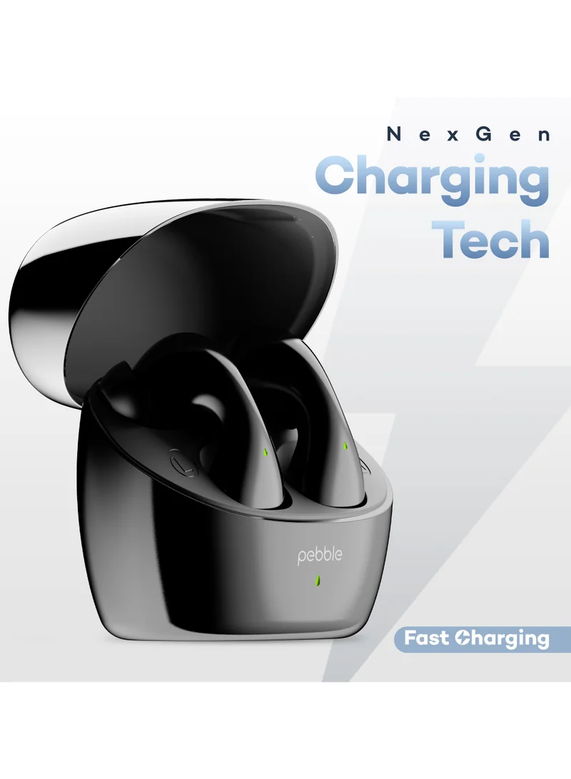 Pebble Wave Buds High Bass Clear Sound Quality, Passive Noise Cancellation, 10mm Dynamic Drivers, Premium Design, Up to 20Hrs Play time, IPX4, Fast Charging Smart watch