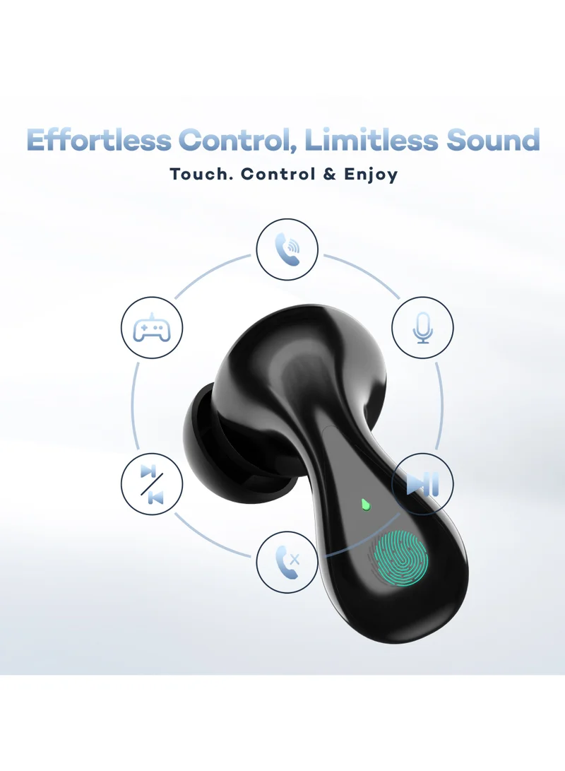 Pebble Wave Buds High Bass Clear Sound Quality, Passive Noise Cancellation, 10mm Dynamic Drivers, Premium Design, Up to 20Hrs Play time, IPX4, Fast Charging Smart watch