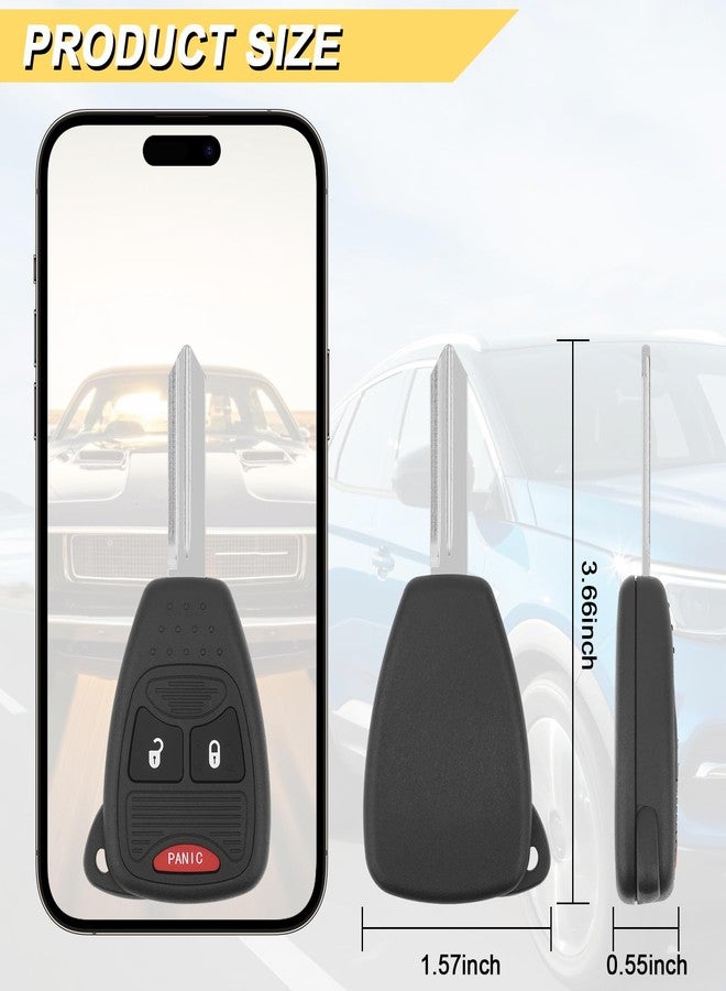 Vurkcy Key Fob fits for 04-09 Dodge Durango/ 05-11 Dakota/ 06-09 Ram/ 08-14 Avenger/ 07-12 Caliber Nitro/ 06-17 Wrangler/ 07-16 Compass Patriot/ 2006-2010 Chrysler PT Cruiser/ 07-09 Aspen Sebring,2Pcs - Image 4