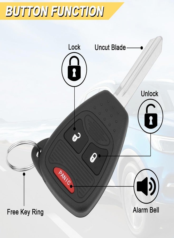 Vurkcy Key Fob fits for 04-09 Dodge Durango/ 05-11 Dakota/ 06-09 Ram/ 08-14 Avenger/ 07-12 Caliber Nitro/ 06-17 Wrangler/ 07-16 Compass Patriot/ 2006-2010 Chrysler PT Cruiser/ 07-09 Aspen Sebring,2Pcs - Image 3