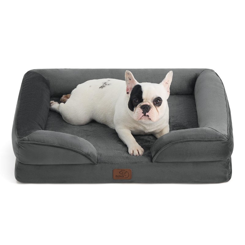 Bedsure Orthopedic Dog Bed Medium Size Dogs - Washable Medium Dog Cat Bed Waterproof, Comfort Pet Couch Sofa with Washable Removable Cover, Pets Bed with Nonskid Bottom, Dark Grey, 28" - Image 1