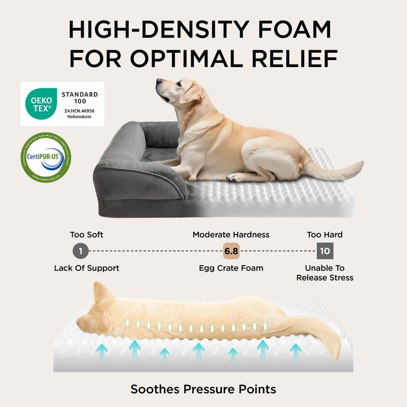 Bedsure Orthopedic Dog Bed Medium Size Dogs - Washable Medium Dog Cat Bed Waterproof, Comfort Pet Couch Sofa with Washable Removable Cover, Pets Bed with Nonskid Bottom, Dark Grey, 28" - Image 3
