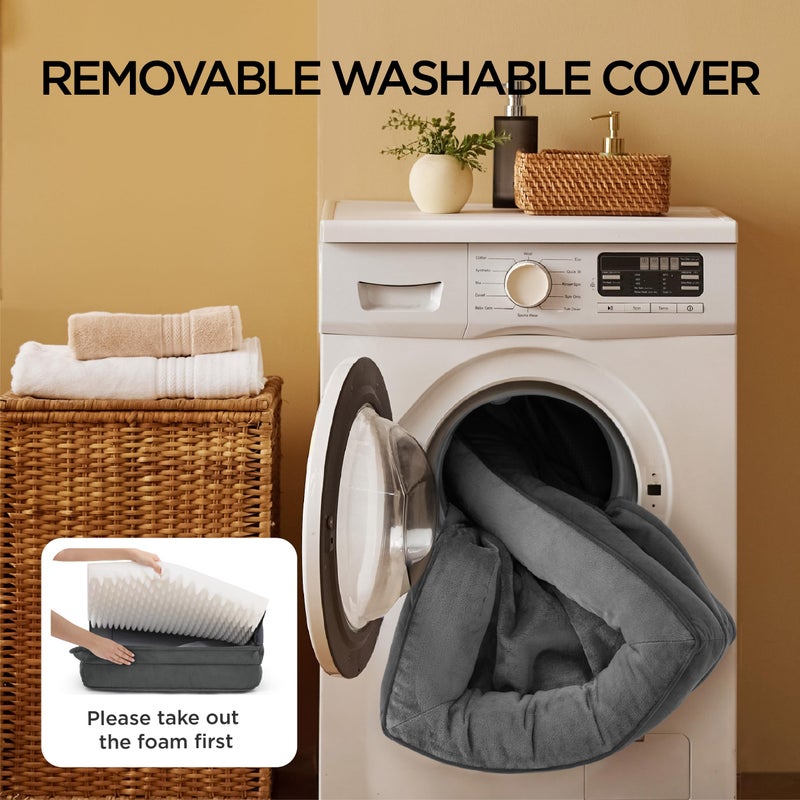 Bedsure Orthopedic Dog Bed Medium Size Dogs - Washable Medium Dog Cat Bed Waterproof, Comfort Pet Couch Sofa with Washable Removable Cover, Pets Bed with Nonskid Bottom, Dark Grey, 28" - Image 5