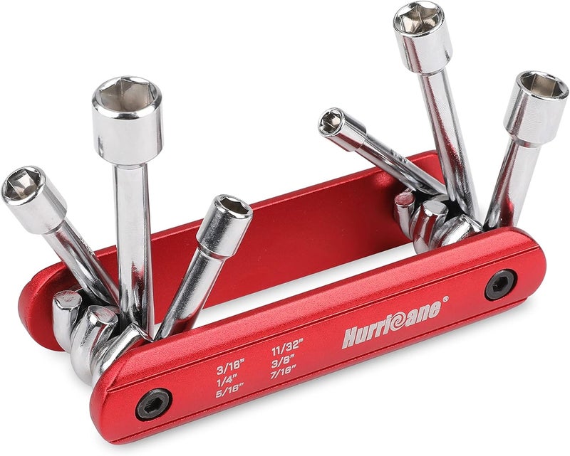Hurricane 6 in 1 Folding Nut Driver Set SAE, Hex Nut Driver Set, Cr-V Steel Shank. Premium Portable Premium Aluminum Handle. Easy to Carry Out, 3/16, 1/4, 5/16, 11/32, 3/8, 7/16 inch - Image 1