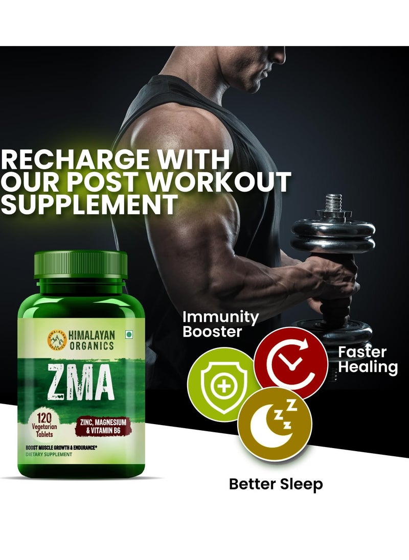 Himalayan organics Himalayan Organics ZMA (Zinc Magnesium & Vitamin B6) 120 Vegetarian Tablets  - Image 5